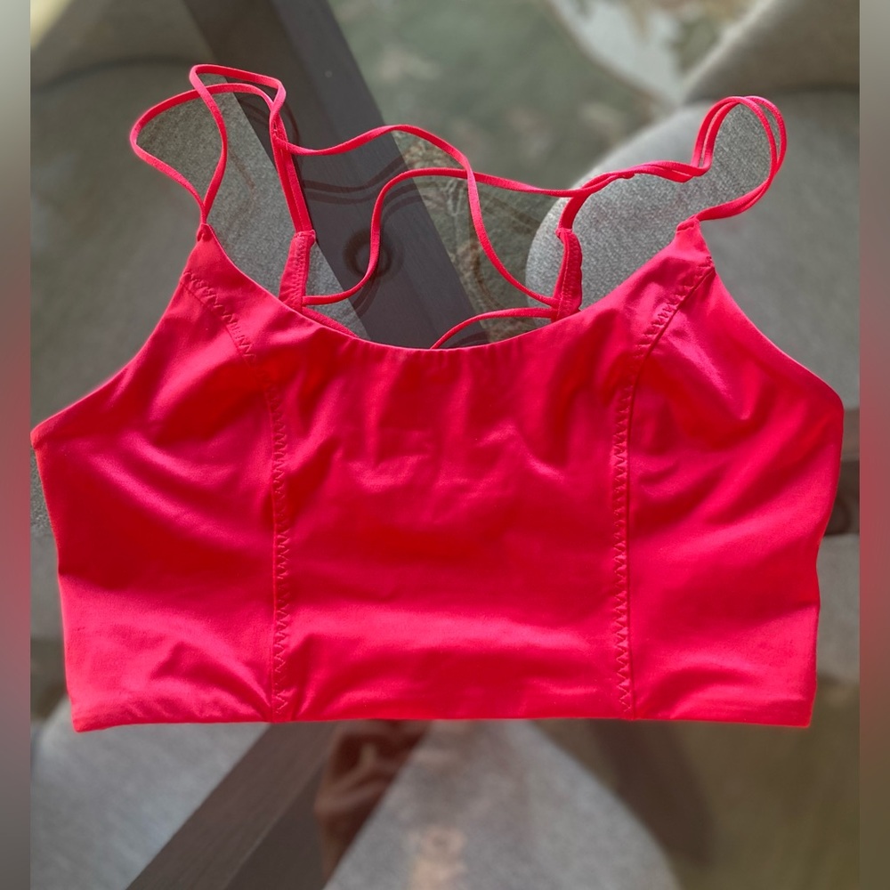 Victoria’s Secret Red Satin Criss Cross Back Bralette Long Bra Size Small